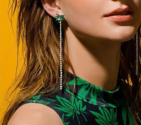 Green Beauty Rhinestone Earrings