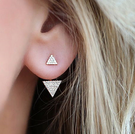 Bold and Unconfined Rhinestone Triangle Earrings