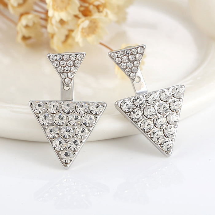 Bold and Unconfined Rhinestone Triangle Earrings