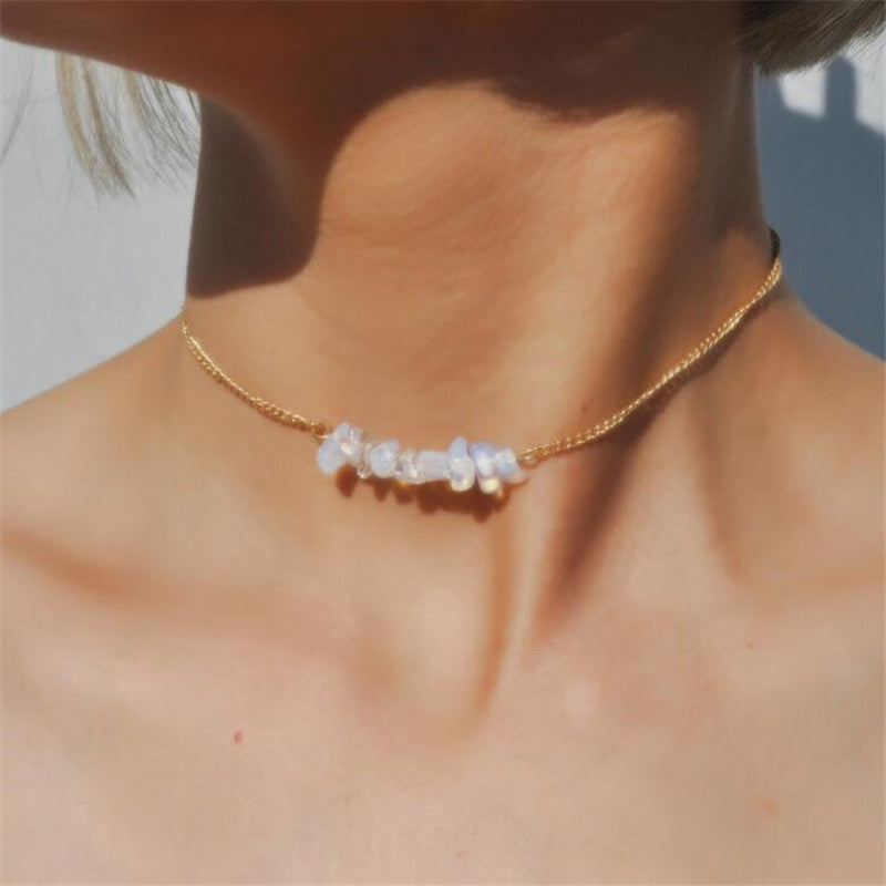 Chic and Defined Opal Stone Choker Necklace