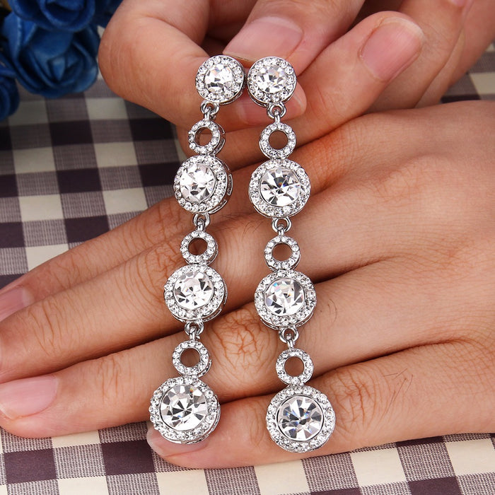 Fancy Hour Rhinestone Crystal Dangle Earrings